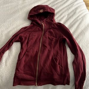 Never worn lulu maroon zip up sweatshirt